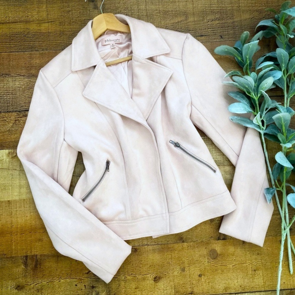 PHILOSOPHY Vegan Suede Leather Jacket in Blush 💖 BEAUTIFUL